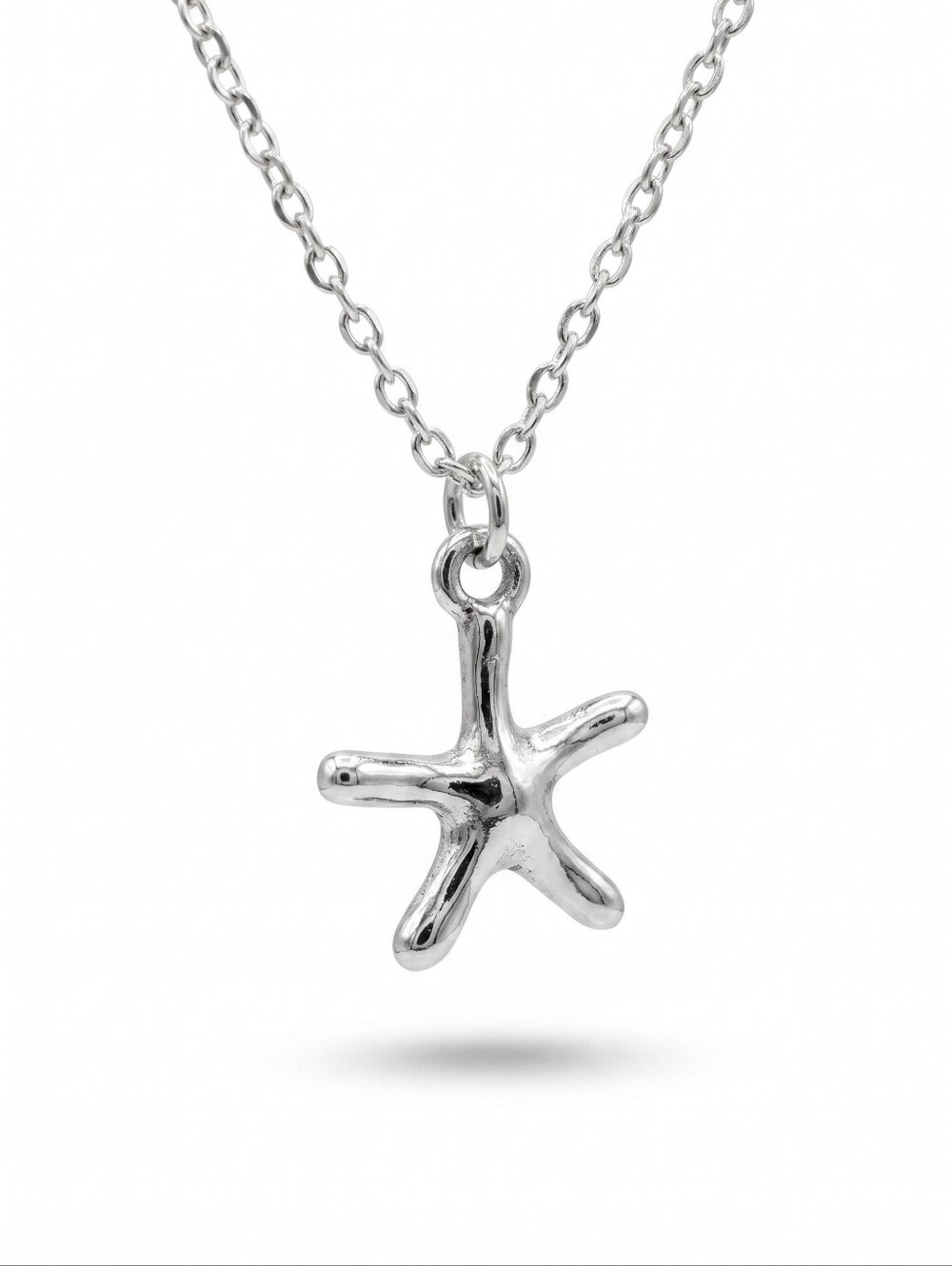 NWT Cute Boho Silver Chain Necklace With Starfish Charm!
